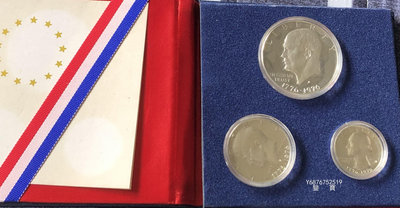 【鑒 寶】（世界各國錢幣） 美國1976年200周年紀念精製銀套幣3枚全套（完未品） DDS117