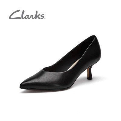 現貨熱銷-Clarks其樂女鞋2022春季新款法式高跟鞋尖頭淺口小貓跟真皮單鞋女