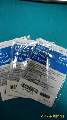 @電子街3C 特賣會@2017最新 McAfee Internet Security 網路安全1人3年 防毒軟體