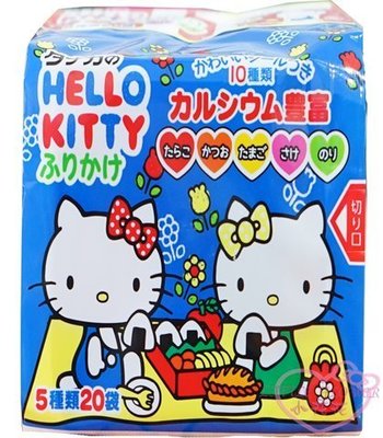 ♥小花凱蒂日本精品♥Hello kitty 凱蒂貓飯友拌飯雙面包裝5種口味20袋吃飯調味 日本製造90006302