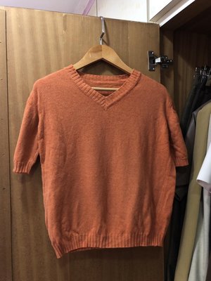 🇮🇹義大利製 60%羊毛 10%cashmere橘色短袖毛衣