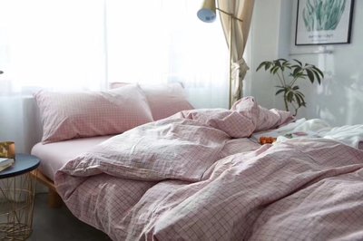 #S.S 日本品牌2017新款良品 細粉格紋 水洗棉純棉材質雙人床包單人床包組 棉被床罩寢具 ikea 無印