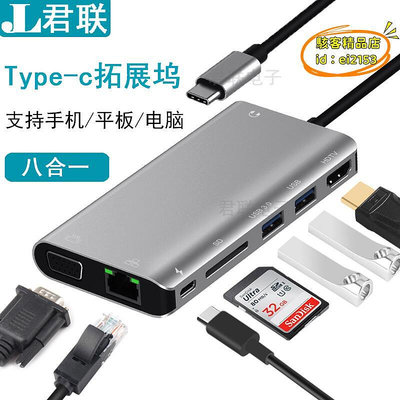 【樂淘】typec拓展塢HDMI轉換器手機ipad筆記本投屏擴展讀卡器網路線接口