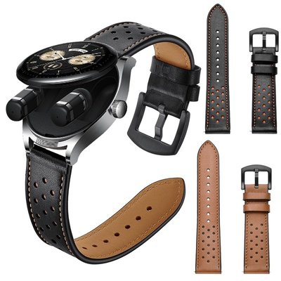 華為 適用於 HUAWEI WATCH Buds 智能手錶錶帶的高級皮革錶帶替換帶腕帶