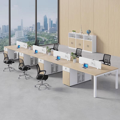 員工辦公桌簡約現代職員桌椅組合4人位6人位辦公室電腦桌屏風隔斷