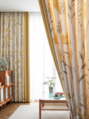 新中式田園遮光清新窗簾簡約現代客廳臥室飄窗陽台成品定製窗