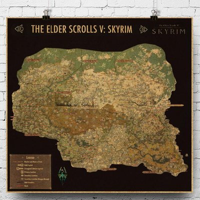 【♥物美價廉♥】上古卷軸5遊戲地圖海報The Elder Scrolls 5 Skyrim老滾掛圖