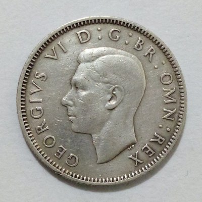 英國1945年(英格蘭版)喬治六世1先令銀幣 - 品相如圖所示