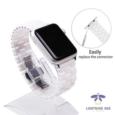 現貨熱銷-適用蘋果手錶apple watch 6代7代陶瓷錶帶 蘋果三珠陶瓷三珠錶帶 iwatch 34567代SE陶瓷