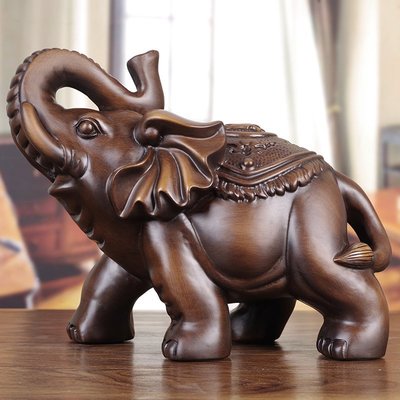 實木雕刻公母大象擺件一對招財象手工藝品家居新中式客廳玄關禮品【定金】-有意請咨詢