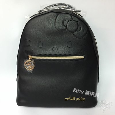 [Kitty 旅遊趣] Hello Kitty 後背包 黑色 凱蒂貓 皮包 質感佳