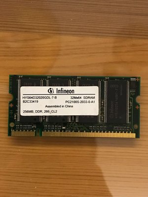 二手良品 Infineon 256MB DDR ,266, CL2 32M x 64 S  筆記型專用記憶體 SDRAM