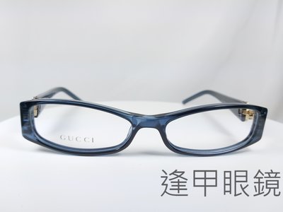 『逢甲眼鏡』GUCCI 鏡框 復古方框 透明藏藍色方框  側邊經典竹節設計【GG3009  VOI】
