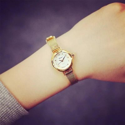 ? 八心八箭鑽石切割鏡面小金錶 手錶 情人節禮物 韓國製 質感 氣質 鑽石鏡面 女錶 鑽錶 金錶 韓國錶 手環 情侶