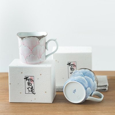 馬克杯同合日本進口文山窯馬克杯手工銀邊牡丹咖啡杯陶瓷茶杯家用水杯子開心購 促銷 新品