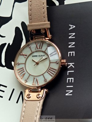 Anne Klein手錶時尚精品錶款，編號:AN00030,粉紅大理紋錶面粉紅色皮革錶帶款