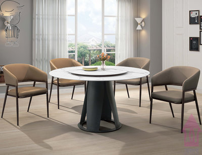 【X+Y】艾克斯居家生活館       餐桌椅系列-史派克 4.3尺岩板圓桌.餐桌.不含餐椅.金屬鐵管加工腳架.摩登家具
