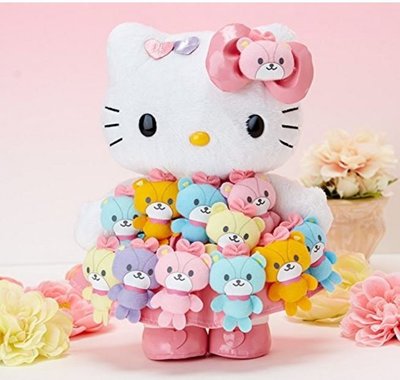 鼎飛臻坊 Hello Kitty 凱蒂貓 彩色熊 洋裝造型 生日娃娃 玩偶 日本正版