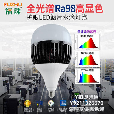 燈泡全光譜鰭片護眼燈泡ra98高顯led大功率球泡工廠倉庫攝影110V220V