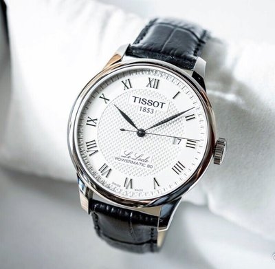 TISSOT Le Locle Powermatic80 白色面錶盤 黑色皮革錶帶 羅馬數字 自動機械錶 T0064071603300