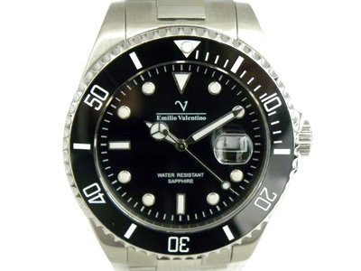 [專業] 潛水錶 [VALENTINO 9800] 范倫鐵諾 黑水鬼石英錶[黑色面+日期][水晶鏡面]中性/新潮/軍錶