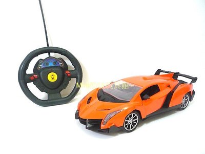 Mini酷啵玩具館~1/16 1:16 充電版-仿真外型毒藥藍寶堅尼遙控車 遙控開門跑車~橘