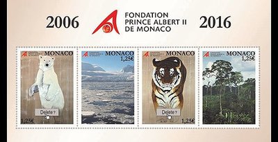 2016年摩納哥阿爾貝二世親王基金會十週年小全張