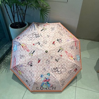 【Lydia代購】COACH蔻馳 新款雨傘歐美大牌三折自動黑膠防嗮防紫外線晴雨兩用折疊禮品傘