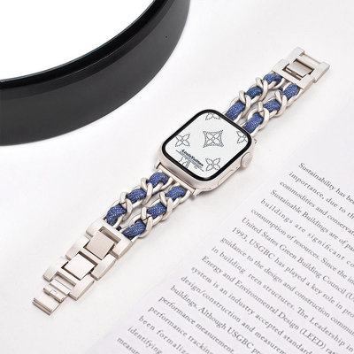 奢華屬錶帶女士鍊式手鍊兼容 Apple Watch Ultra2Ultra 9-3C玩家