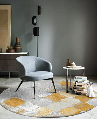 跨境時尚現代幾何拼接金色摩洛哥風情客廳臥室吊籃椅圓形地墊地毯
