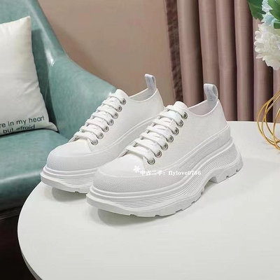 中古二手 Alexander McQueen MCQ Tread Slick 麥昆 厚底小白鞋 底幫 馬丁靴 男女鞋