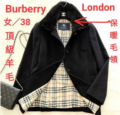 （女38=M）原價8萬多／Burberry London／頂級安哥拉羊毛大衣+毛領