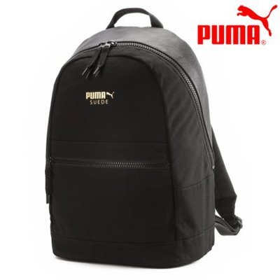 【PUMA】黑色經典色 帆布 皮革拼接 電腦後背包 07543001  SUEDE BACKPACK 一電腦夾層 包包