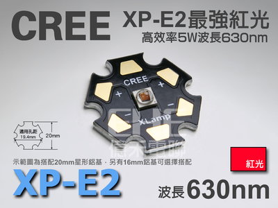 EHE】CREE原裝XP-E2 5W 紅光630nm 高功率LED(XPE2)。適搭散熱器自製水族魚缸補光、植物生長燈