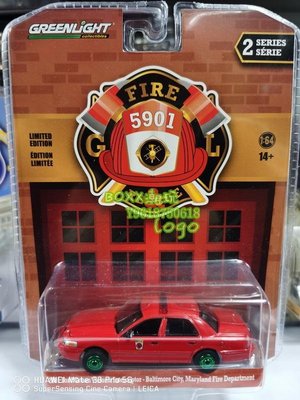 BOXx潮玩~綠光1/64 2001款福特皇冠維多利亞-巴爾的摩市消防 67020-E綠機器