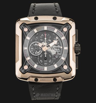 【金台鐘錶】Alexandre Christie (3030 MCLCABA) 皮帶 (玫瑰金)方型大錶徑男錶