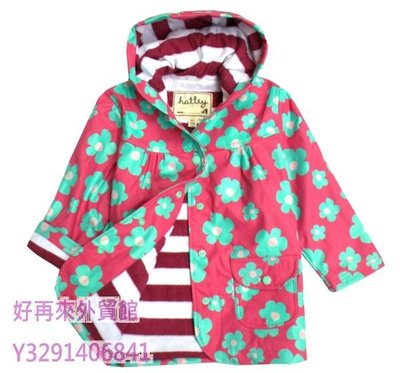 好再來外貿館 美單Hatley 桃紅底綠色花朵兒童外套 風衣 兒童雨衣 保暖外套