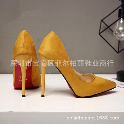 女鞋專賣~High-heeled Women's Fine Heels New Silk Satin Tip Shallow