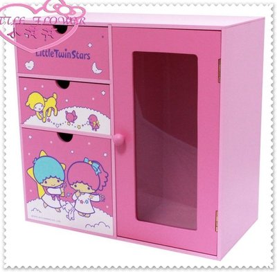 小花花日本精品 Hello Kitty 雙子星   拉門+3層抽屜櫃  直抽拉門置物盒 33070100
