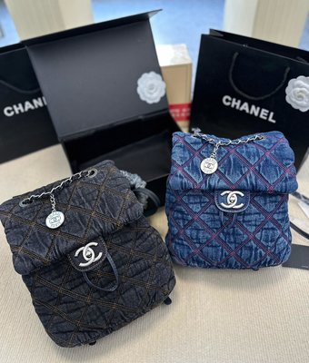 Chanel 沙灘系列 丹寧牛仔刺繡雙肩包 出貨，超級柔軟，親膚感特別好內里采用同質量牛仔布料超 NO81220