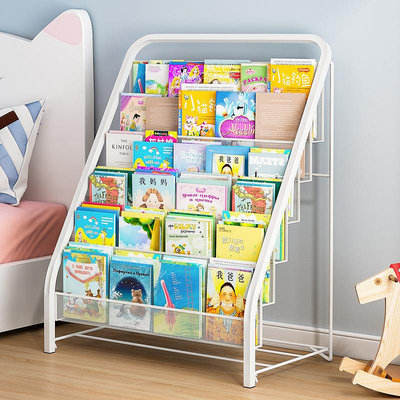 書架玩具收納架一體家用客廳簡易落地多層小型寶寶繪本置物架