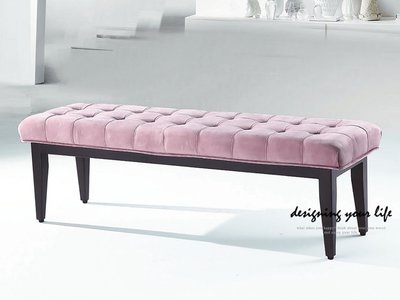 【DYL】丹曼5尺床尾椅、玄關椅-粉紅絨布(免運費)B系列174A