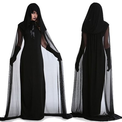 加大碼萬圣節女巫服裝 披風吸血鬼黑暗巫婆長裙 黑暗使者鬼新娘服