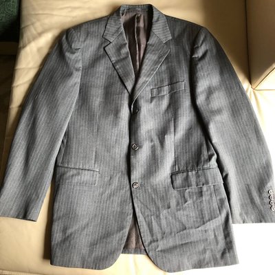[品味人生2]保證正品 YSL 灰色 條紋 西裝 外套 size 50