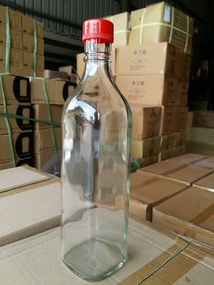 600cc 398a 玻璃 方瓶 酒瓶  紅蓋 含塞  12入