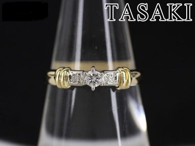 【芬芳時尚】正品TASAKI田崎K18YG×Pt900天然鑽石戒指 0.12CT  日本戒圍11.5號