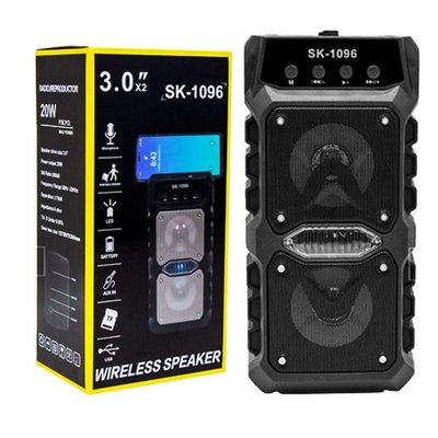 一元起標 全新 3"x2 藍牙無線喇叭 可攜式 無線藍芽音響 USB 隨身音響 音箱 大聲公 Portable WIRELESS SPEAKER SK-1096