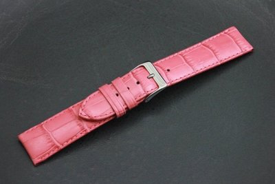 高質感-20mm-替代ck armani 原廠抗過敏,皮底皮面錶帶鱷魚皮紋,不鏽鋼錶扣- 桃粉色