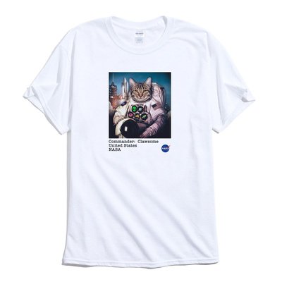 Cat Astronaut 短袖T恤 白色 貓 貓咪 Nasa 太空人 美國太空總署