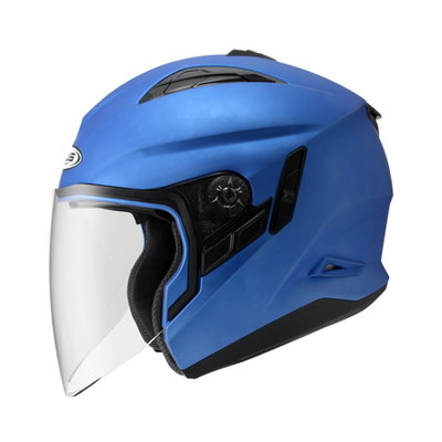 瑞獅ZEUS 安全帽半罩全罩素色雙層鏡片613B 消光銀藍
